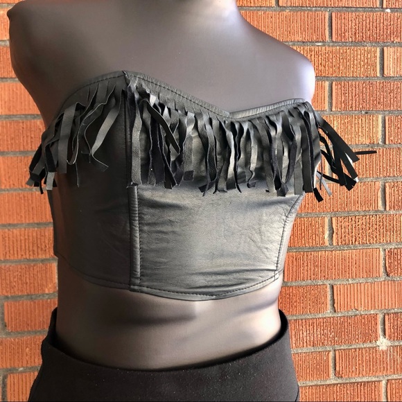 1980s IOU Leather Bodice with Fringe - Picture 2 of 12